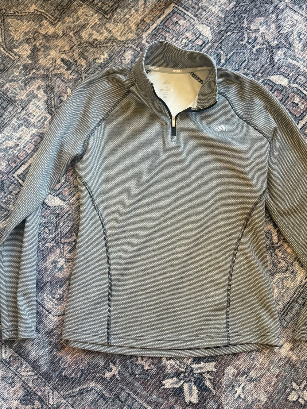 Adidas Golf Gray Heather Quarter Zip Pullover Sz M